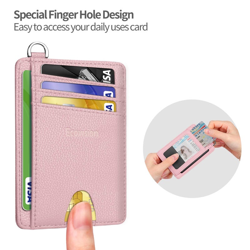 EcoVision Slim Minimalist Front Pocket Wallet, RFID Blocking Credit Card Holder Wallet with Detachable D-Shackle for Men Women - Image 5